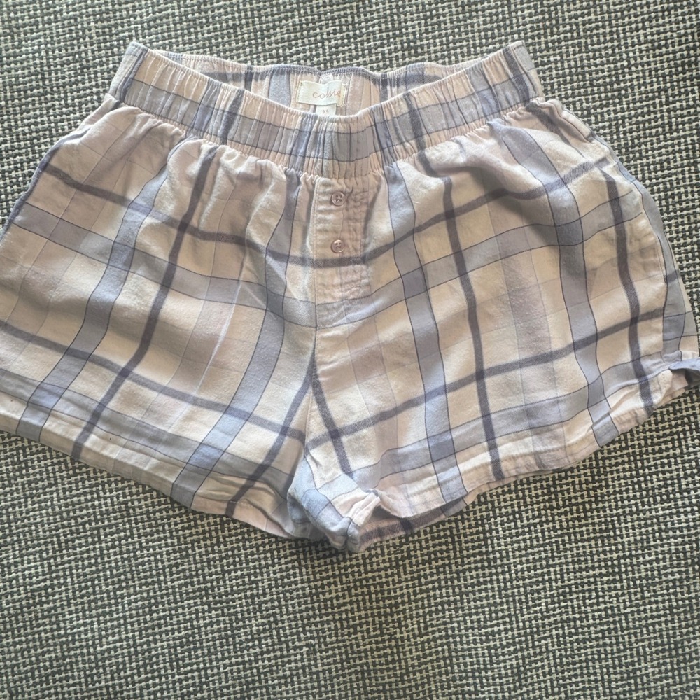 Colsie Womens XS Purple Plaid Pajama Shorts Elastic Waist Lounge Sleepwear